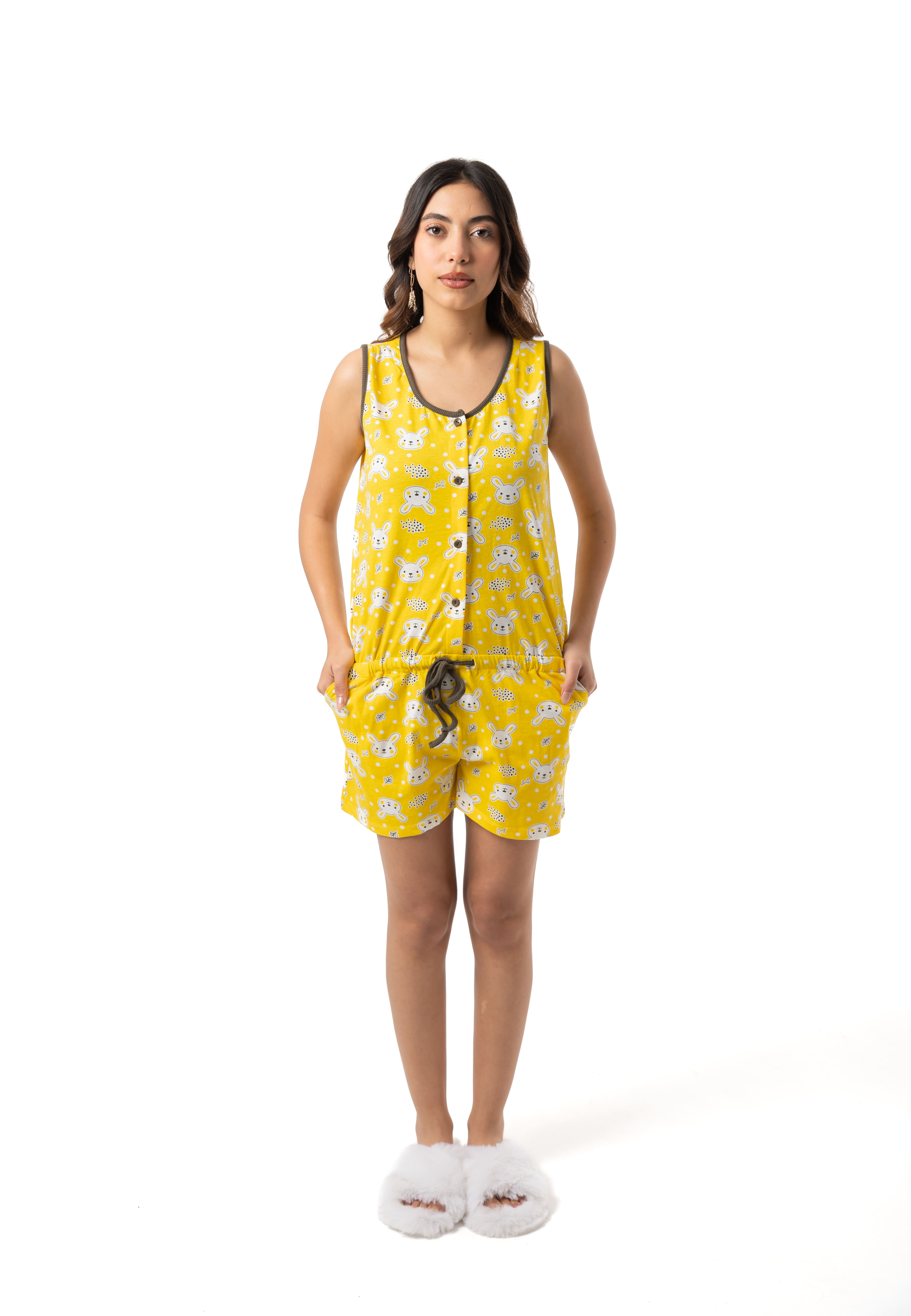 Yellow Pattern Pajama Set