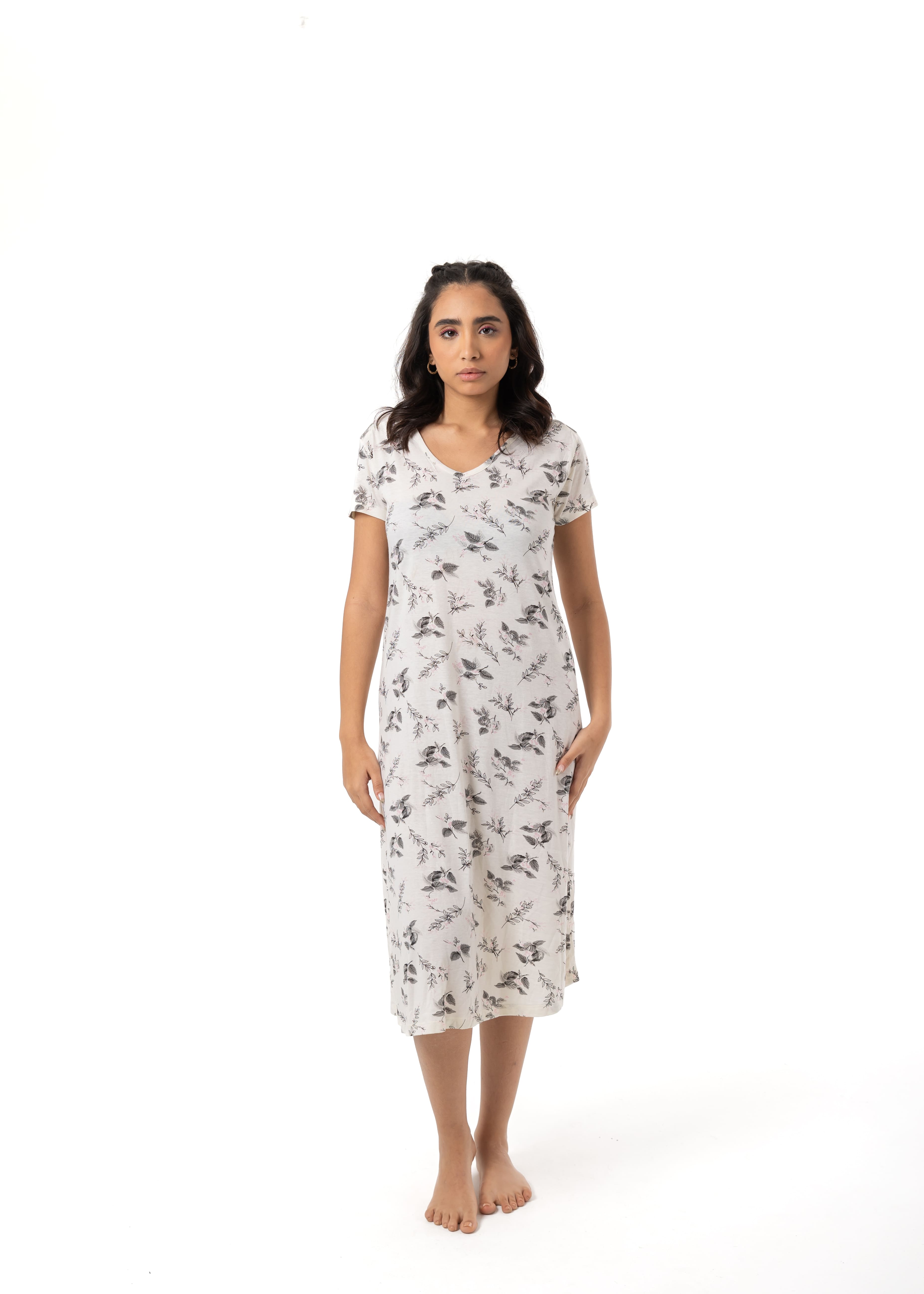 Leaf Print Sleeping Gown