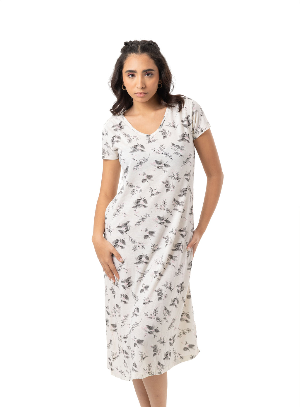 Leaf Print Sleeping Gown