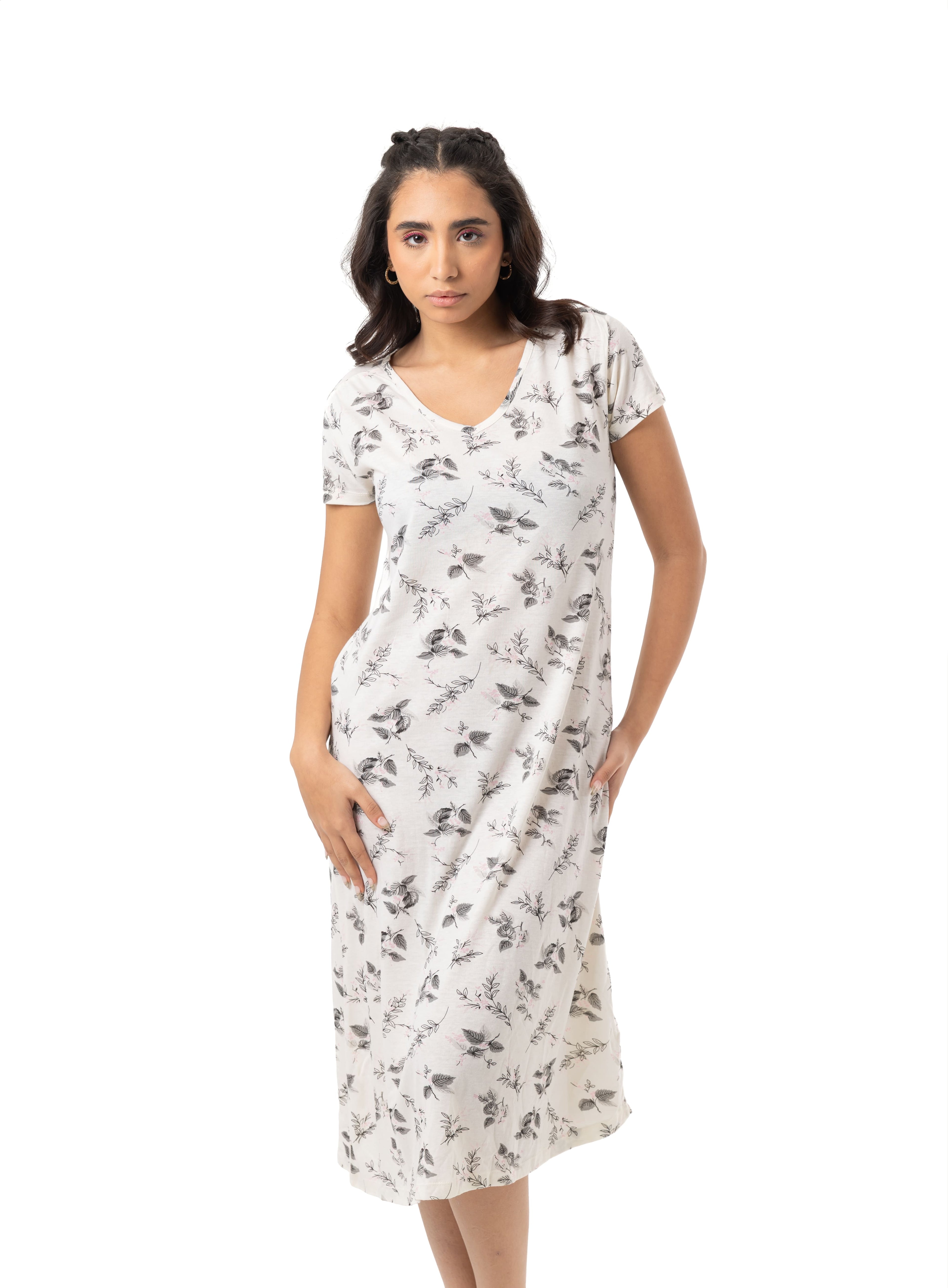 Leaf Print Sleeping Gown